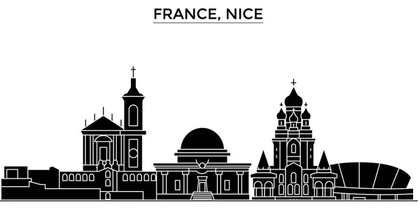 Франція, приємно архітектури вектор Сіті горизонт, подорожувати міський пейзаж з визначних пам'яток, будівель, ізольованих пам'ятки на тлі — стоковий вектор