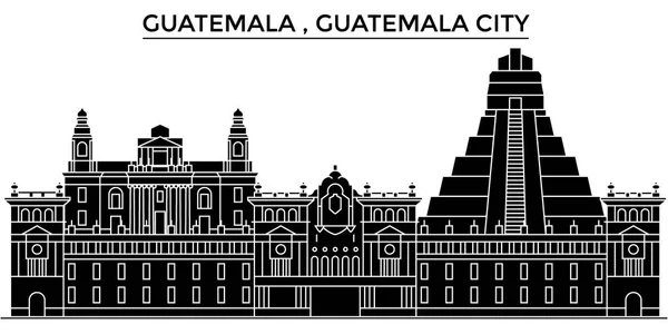 Guatemala, Città del Guatemala architettura vettore città skyline, viaggio paesaggio urbano con punti di riferimento, edifici, luoghi isolati sullo sfondo — Vettoriale Stock