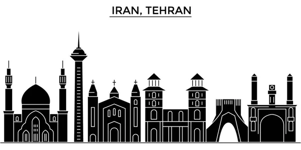 Iran, Téhéran architecture vecteur ville skyline, Voyage paysage urbain avec des points de repère, des bâtiments, des sites isolés sur fond — Image vectorielle