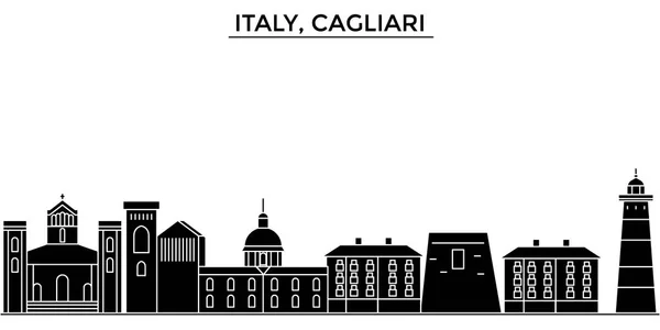 Itália, arquitetura Cagliari vetor cidade horizonte, paisagem urbana de viagem com marcos, edifícios, vistas isoladas sobre o fundo — Vetor de Stock
