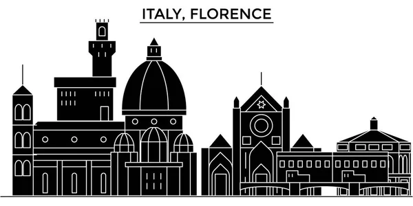 Italie, Florence architecture vecteur ville skyline, voyage paysage urbain avec des points de repère, bâtiments, sites isolés en arrière-plan — Image vectorielle