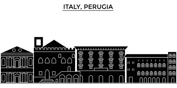 Itália, Perugia arquitetura vetor cidade horizonte, paisagem urbana de viagem com marcos, edifícios, vistas isoladas sobre o fundo —  Vetores de Stock