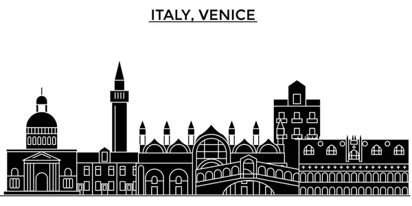 Italie, Venise architecture vectorielle ville skyline, voyage paysage urbain avec des points de repère, bâtiments, sites isolés en arrière-plan — Image vectorielle