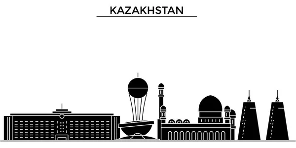 Kazajstán arquitectura vector ciudad horizonte, paisaje urbano de viajes con monumentos, edificios, vistas aisladas en el fondo — Archivo Imágenes Vectoriales