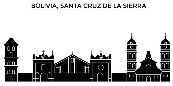 Bolivia, Santa Cruz De La Sierra arquitectura vector ciudad skyline, paisaje urbano de viajes con monumentos, edificios, vistas aisladas en el fondo — Vector de stock