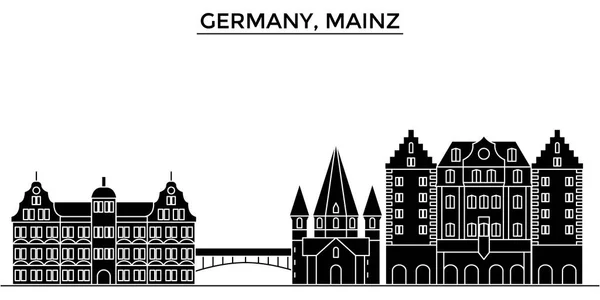 Deutschland, mainzer architekturvektor stadtsilhouette, reiselandschaft mit denkmälern, gebäuden, abgelegene sehenswürdigkeiten im hintergrund — Stockvektor