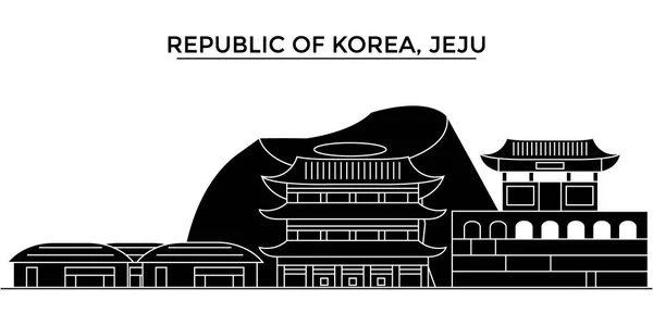 República de Corea, Jeju arquitectura vector ciudad horizonte, viajes paisaje urbano con monumentos, edificios, vistas aisladas en el fondo — Vector de stock