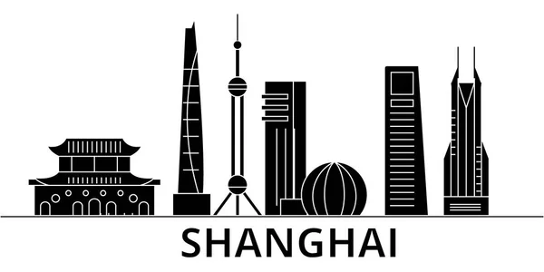 Xangai arquitetura vetor cidade horizonte, viajar paisagem urbana com marcos, edifícios, vistas isoladas sobre o fundo — Vetor de Stock