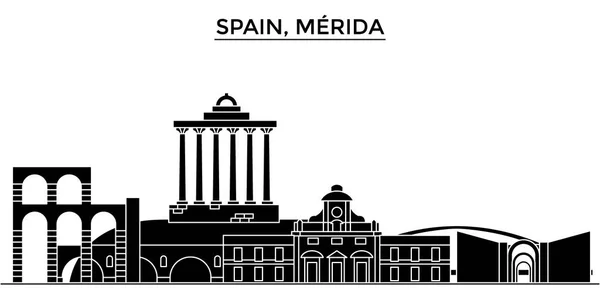 스페인, 메리다 아키텍처 벡터 도시 스카이 라인, 도시 랜드마크, 건물, 배경에 고립 된 명소 여행 — 스톡 벡터