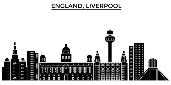 Au Royaume Uni. Liverpool architecture vectorielle ville skyline, voyage paysage urbain avec des points de repère, des bâtiments, des sites isolés en arrière-plan — Image vectorielle