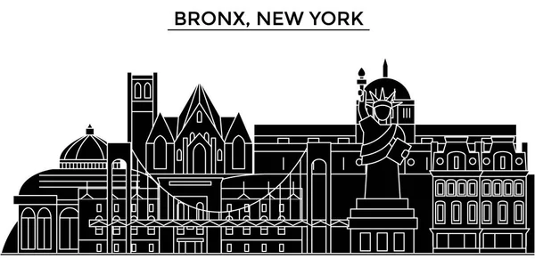 Spojené státy americké, Bronx, New York architektura vektorové městské panorama, cestování panoráma s památky, budovy, izolované památky na pozadí — Stockový vektor