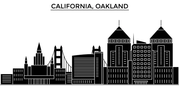 Usa, Californie Oakland architecture vecteur ville skyline, voyage paysage urbain avec des points de repère, bâtiments, sites isolés sur fond — Image vectorielle