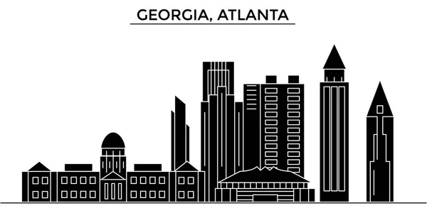 EE.UU., Georgia, Atlanta arquitectura vector ciudad horizonte, paisaje urbano de viajes con monumentos, edificios, vistas aisladas en el fondo — Archivo Imágenes Vectoriales