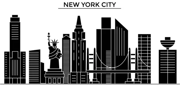 USA, New York, New York város építészeti vektor városra, utazási városkép tereptárgyak, épületek, elszigetelt látnivalók a háttérben — Stock Vector