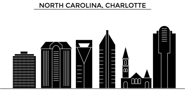 USA-tól, North Carolina, Charlotte építészet vektor városra, utazási városkép tereptárgyak, épületek, elszigetelt látnivalók a háttérben — Stock Vector