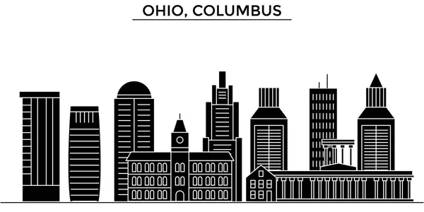 Usa, ohio, Columbus Architektur Vektor Stadtsilhouette, Reise Stadtbild mit Sehenswürdigkeiten, Gebäuden, isolierte Sehenswürdigkeiten im Hintergrund — Stockvektor