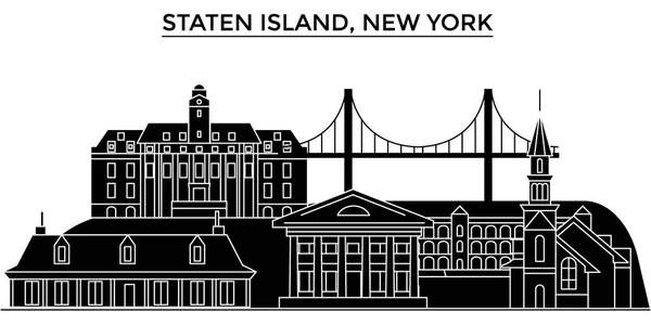 Spojené státy americké, Staten Island, New York architektura vektorové městské panorama, cestování panoráma s památky, budovy, izolované památky na pozadí — Stockový vektor
