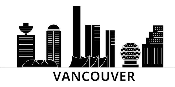 Vancouver arquitetura vetor cidade horizonte, viajar paisagem urbana com marcos, edifícios, vistas isoladas sobre o fundo — Vetor de Stock