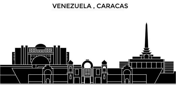 Venezuela, Caracas arquitectura vector ciudad horizonte, paisaje urbano de viajes con monumentos, edificios, vistas aisladas en el fondo — Vector de stock