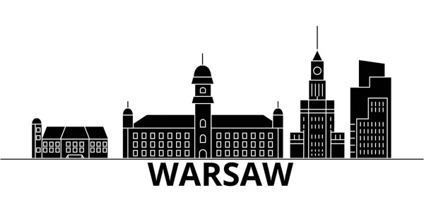 Varsovia arquitectura vector ciudad horizonte, paisaje urbano de viajes con monumentos, edificios, lugares de interés aislados en el fondo — Vector de stock