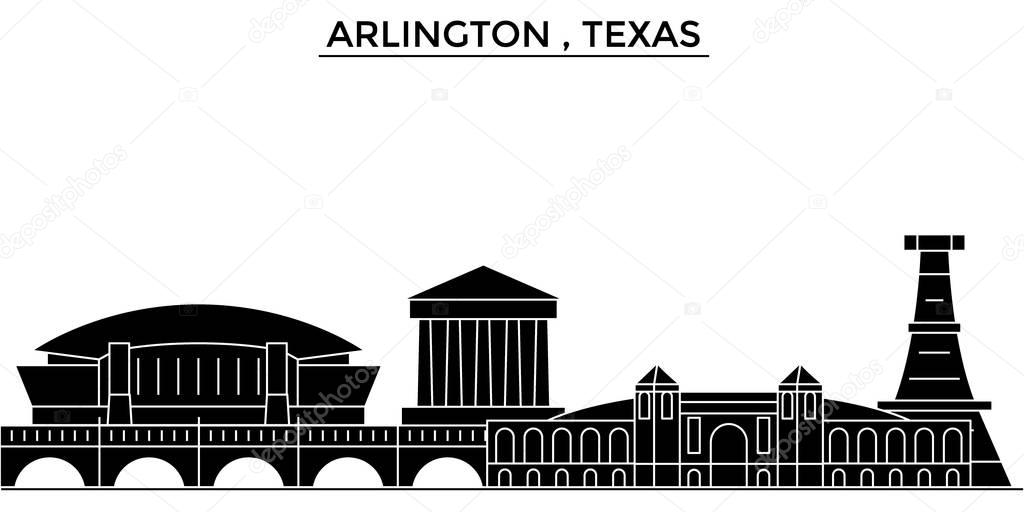 Usa, Arlington , Texas architecture vector city skyline, travel cityscape with landmarks, buildings, isolated sights on background