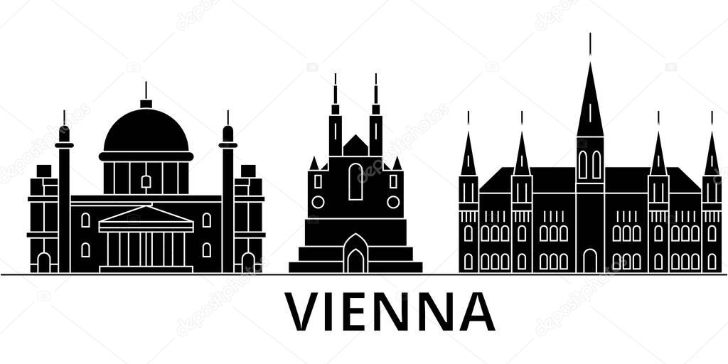 Vienna architecture vector city skyline, travel cityscape with landmarks, buildings, isolated sights on background