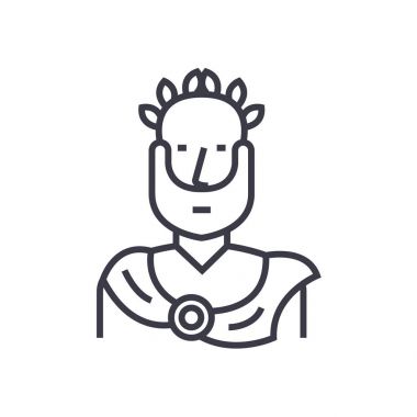 Aristo, Yunan filozof kavramı vektör ince satır simge, sembol, işaret, illüstrasyon izole arka plan üzerinde