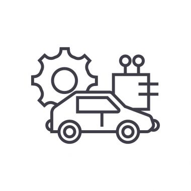 otomatik araba konsepti vektör ince çizgi simge, sembol, işaret, illüstrasyon izole arka plan üzerinde