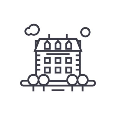 özellik kavramı vektör ince çizgi simgesi, sembol, işaret, illüstrasyon izole arka plan üzerinde