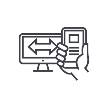 duyarlı tasarım kavramı vektör ince çizgi simgesi, sembol, işaret, illüstrasyon izole arka plan üzerinde