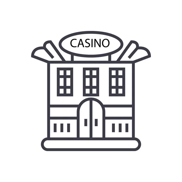 Casino building concept vector thin line icon, symbol, sign, illustration on isolated background — Stock Vector