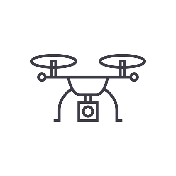 Concepto de logística de drones vector delgada línea icono, símbolo, signo, ilustración sobre fondo aislado — Vector de stock