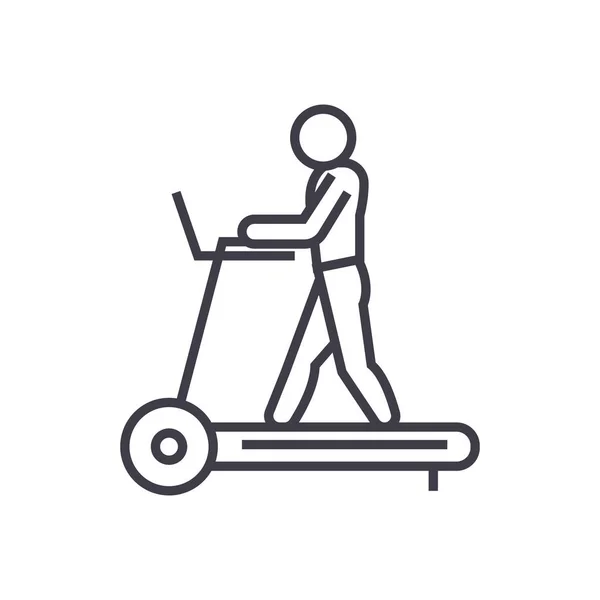 健身跑步机概念向量细线图标, 符号, 标志, 独立背景上的插图 — 图库矢量图片