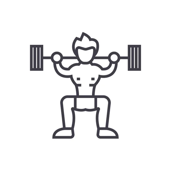 Weightlifter  concept vector thin line icon, symbol, sign, illustration on isolated background — Stock Vector