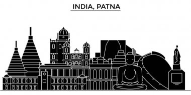 Hindistan, Patna mimari kent manzarası ile yerler, cityscape, binalar, evler, vektör şehir manzarası, düzenlenebilir vuruş