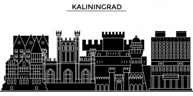 Rusya, Kaliningrad mimari kent manzarası ile yerler, cityscape, binalar, evler, vektör şehir manzarası, düzenlenebilir vuruş