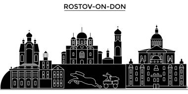 Rusya, Rostov-On-Don mimari manzarası yerler, kentsel cityscape, binalar, evler, vektör şehir manzarası ile düzenlenebilir vuruş