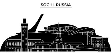 Rusya, Sochi mimari kent manzarası ile yerler, cityscape, binalar, evler, vektör şehir manzarası, düzenlenebilir vuruş