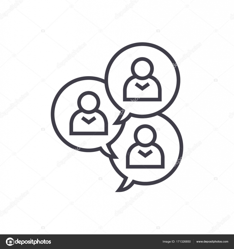 Focus group discussion linear icon, sign, symbol, vector on isolated  background Stock Vector Image by ©iconsgraph #171326850