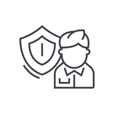 iş sigorta doğrusal simgesi, işaret, sembol, vektör izole arka plan üzerinde