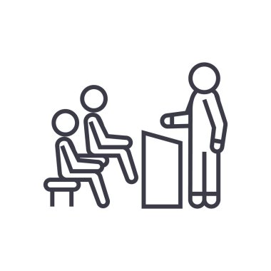 iş öğretim görevlisi doğrusal simgesi, işaret, sembol, vektör izole arka plan üzerinde