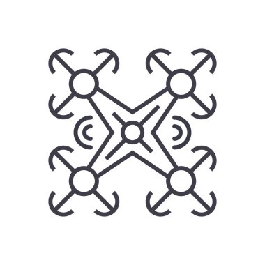 Helikopter doğrusal simgesi, işaret, sembol, vektör izole arka plan üzerinde