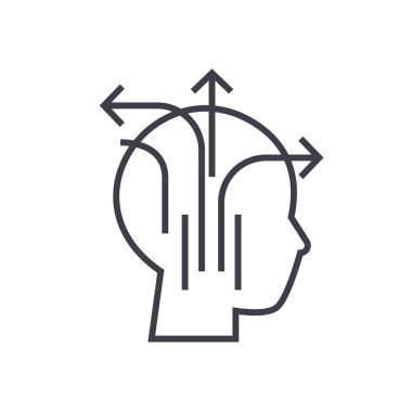 farklı iş doğrusal simgesi, işaret, sembol, vektör üzerinde düşünme arka plan izole