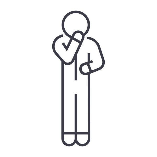 doubt man linear icon, sign, symbol, vector on isolated background