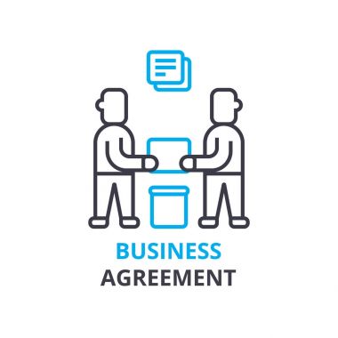 İş sözleşmesi kavramı, anahat simgesini, doğrusal işareti, ince çizgi piktogram, logo, düz vektör, illüstrasyon