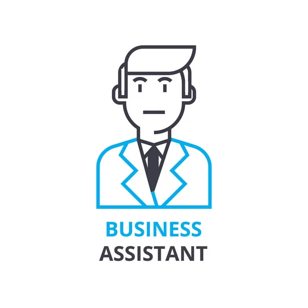 Concepto de asistente de negocios, icono del esquema, signo lineal, pictograma de línea delgada, logotipo, vector plano, ilustración — Vector de stock