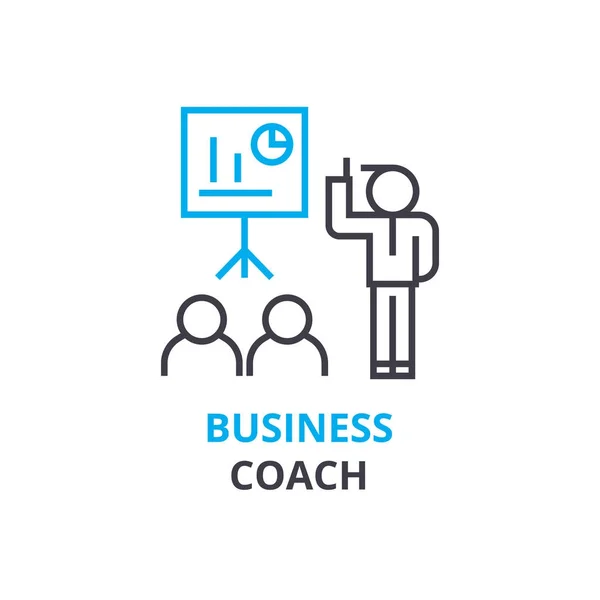 Concepto de entrenador de negocios, icono del esquema, signo lineal, pictograma de línea delgada, logotipo, vector plano, ilustración — Vector de stock