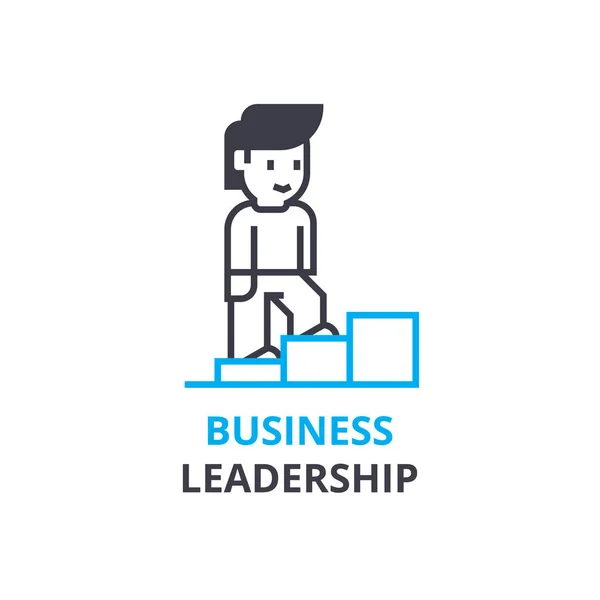 Concepto de liderazgo empresarial, icono del esquema, signo lineal, pictograma de línea delgada, logotipo, vector plano, ilustración — Vector de stock