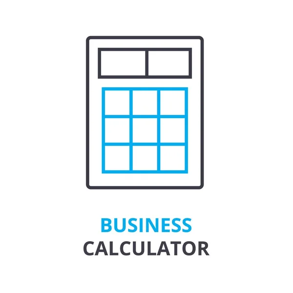 Concepto de calculadora de negocios, icono del esquema, signo lineal, pictograma de línea delgada, logotipo, ilustración plana, vector — Vector de stock