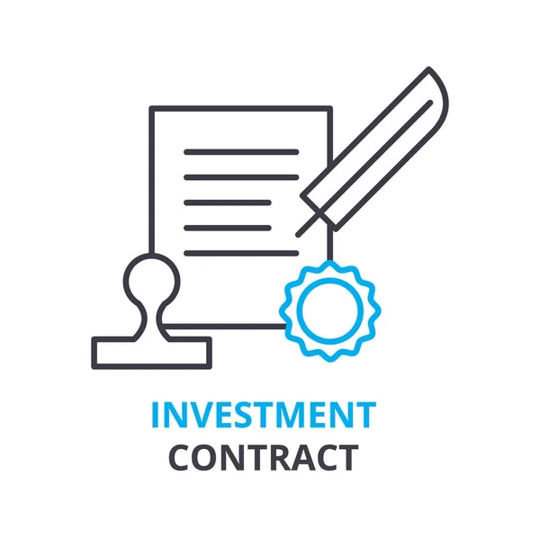 Concept de contrat d'investissement, icône de contour, signe linéaire, pictogramme de ligne mince, logo, illustration plate, vecteur — Image vectorielle